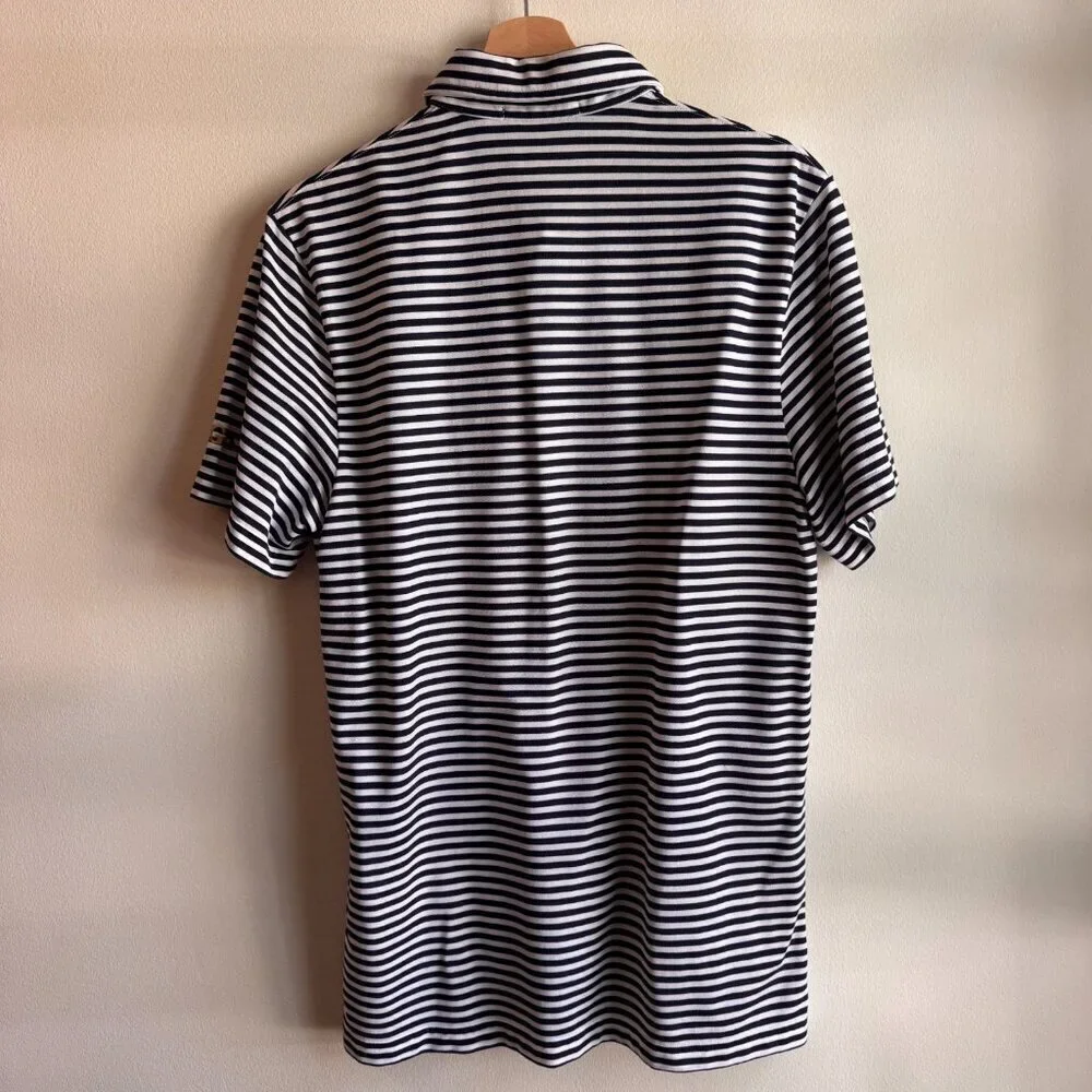 Ralph Lauren Stripe Golf Polo M PGA Patch ProFit Blue White Classic Country Club
